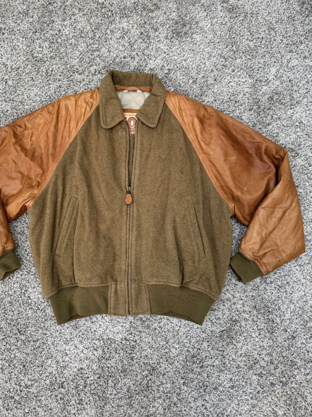 Joseph Abboud J.O.E. Wool Leather Bomber Jacket Men’s XL Brown Vintage